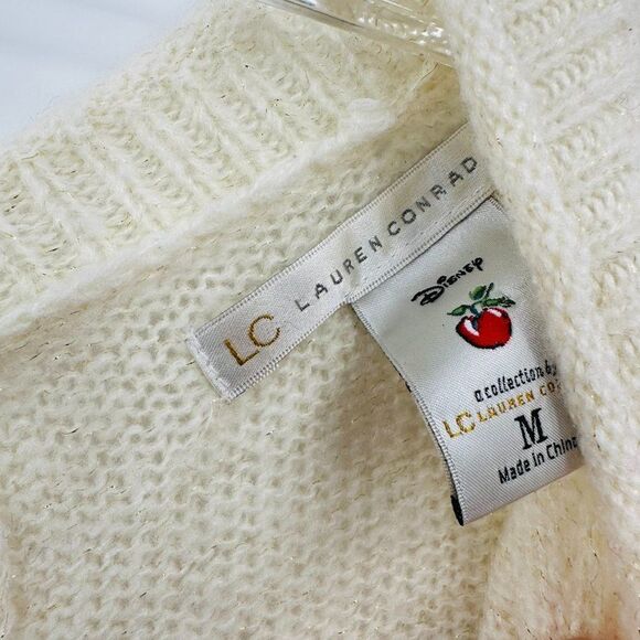LC Lauren Conrad Size Medium Cream Disney Snow White Embroidered Sweater - Picture 7 of 8
